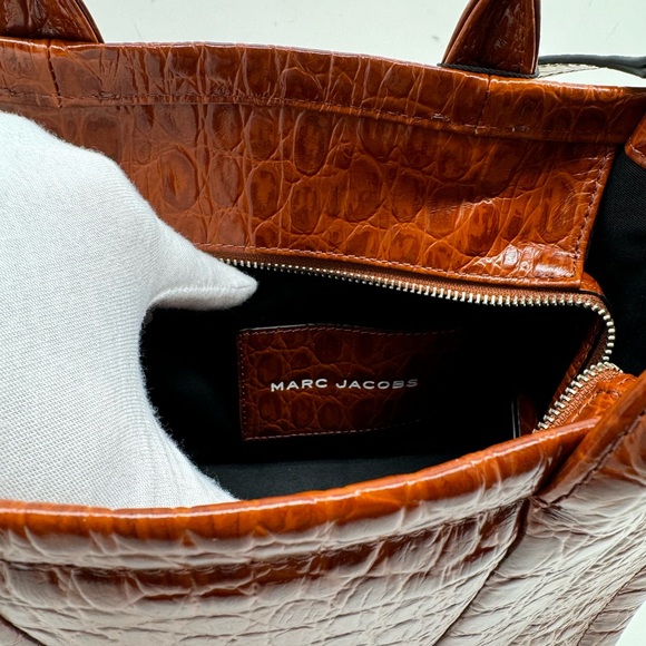 Marc Jacobs New The Small Tote Spice Brown Croc Embossed Leather With Strap - Picture 10 of 12